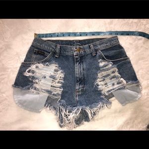 High waisted customs order size 29 blue frayed